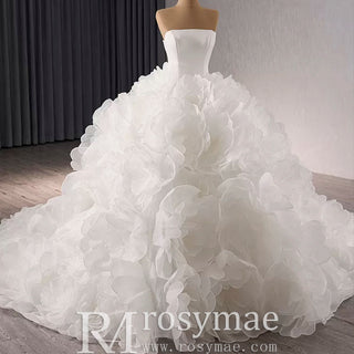 Classic Big Skirt Wedding Dress Strapless Ball Gown Bridal Gown - Rosymae