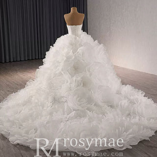 Classic Big Skirt Wedding Dress Strapless Ball Gown Bridal Gown - Rosymae