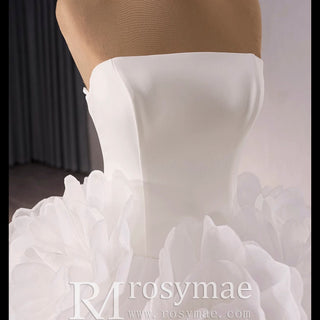 Classic Big Skirt Wedding Dress Strapless Ball Gown Bridal Gown - Rosymae