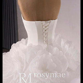 Classic Big Skirt Wedding Dress Strapless Ball Gown Bridal Gown - Rosymae