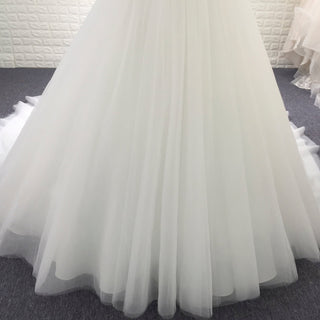 Classic & Elegant A-line Sheer Neck Beach Wedding Dress with Cap Sleeve - Rosymae