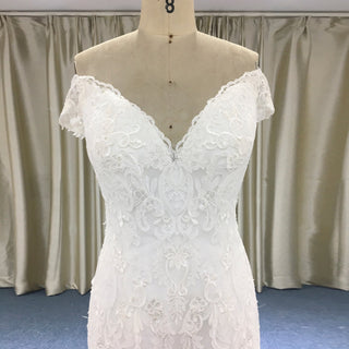Classic Lace Mermaid Wedding Dress with Off the Shoulder for Elegant Brides - Rosymae