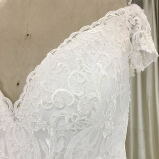 Classic Lace Mermaid Wedding Dress with Off the Shoulder for Elegant Brides - Rosymae