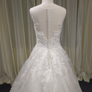 Classic Scoop Neckline A-line Wedding Dress with Tulle Appliqued Lace - Rosymae
