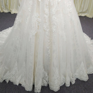 Classic Scoop Neckline A-line Wedding Dress with Tulle Appliqued Lace - Rosymae