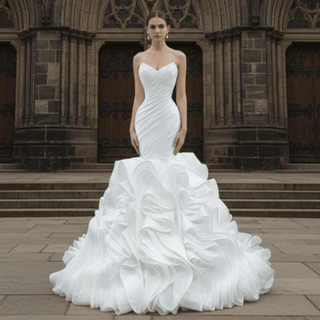 Classic Sleeveless V neck Long Mermaid Wedding Dresses - Rosymae