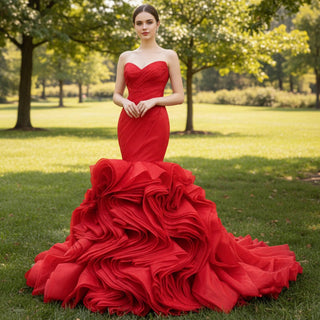 Classic Sleeveless V neck Long Mermaid Wedding Dresses - Rosymae