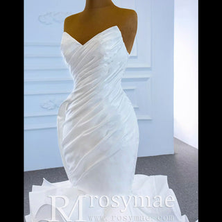 Classic Sleeveless V neck Long Mermaid Wedding Dresses - Rosymae