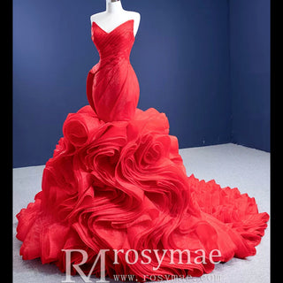 Classic Sleeveless V neck Long Mermaid Wedding Dresses - Rosymae
