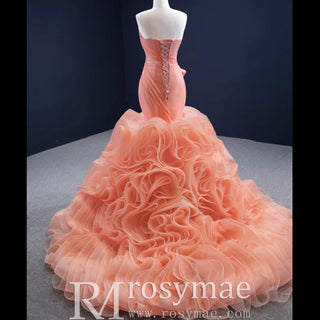 Classic Sleeveless V neck Long Mermaid Wedding Dresses - Rosymae