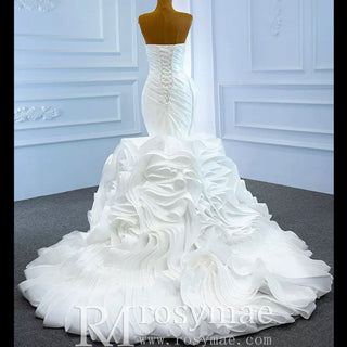 Classic Sleeveless V neck Long Mermaid Wedding Dresses - Rosymae