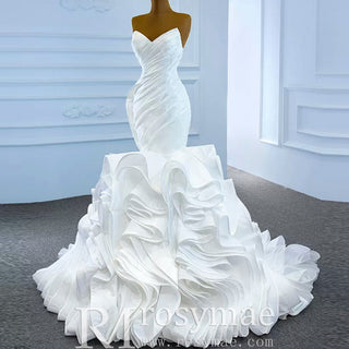 Classic Sleeveless V neck Long Mermaid Wedding Dresses - Rosymae