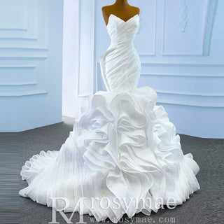 Classic Sleeveless V neck Long Mermaid Wedding Dresses - Rosymae