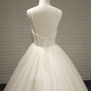 Classic Smart Square Neck Elegant A Line Wedding Dress with Spaghetti Straps - Rosymae