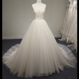 Classic Smart Square Neck Elegant A Line Wedding Dress with Spaghetti Straps - Rosymae
