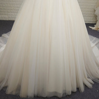 Classic Smart Square Neck Elegant A Line Wedding Dress with Spaghetti Straps - Rosymae