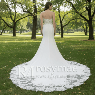 Classic Strapless Mermaid Wedding Dress with Sweetheart Necklines - Rosymae