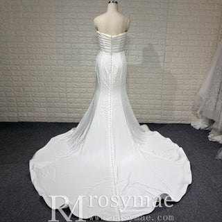 Classic Strapless Sweetheart Mermaid Wedding Dress with Pleated - Rosymae