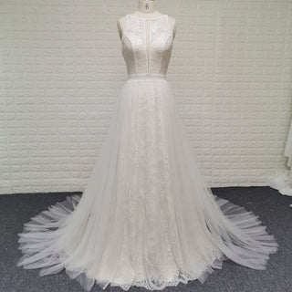 Classic Trend Vintage-Inspired Lace Wedding Dress with Keyhole - Rosymae