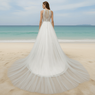 Classic Trend Vintage-Inspired Lace Wedding Dress with Keyhole - Rosymae