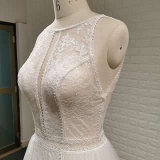 Classic Trend Vintage-Inspired Lace Wedding Dress with Keyhole - Rosymae