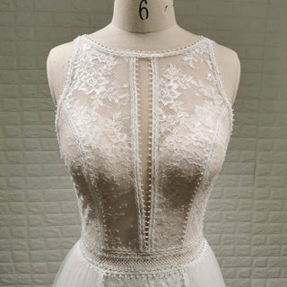 Classic Trend Vintage-Inspired Lace Wedding Dress with Keyhole - Rosymae