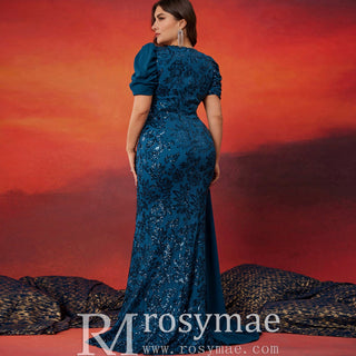 Classic Trendy Short Sleeve Plus Size Mermaid Dresses for Evening Party - Rosymae