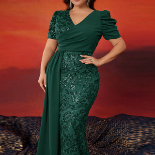 Classic Trendy Short Sleeve Plus Size Mermaid Dresses for Evening Party - Rosymae