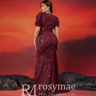 Classic Trendy Short Sleeve Plus Size Mermaid Dresses for Evening Party - Rosymae