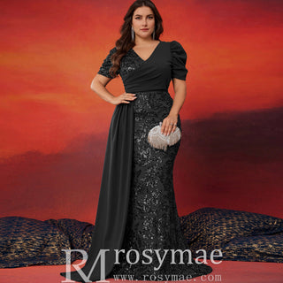 Classic Trendy Short Sleeve Plus Size Mermaid Dresses for Evening Party - Rosymae