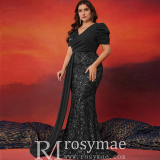 Classic Trendy Short Sleeve Plus Size Mermaid Dresses for Evening Party - Rosymae