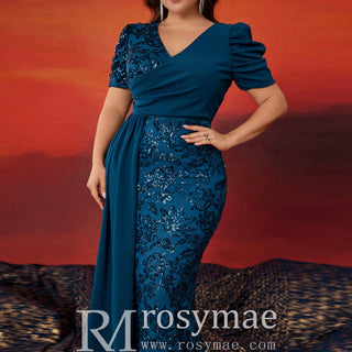 Classic Trendy Short Sleeve Plus Size Mermaid Dresses for Evening Party - Rosymae