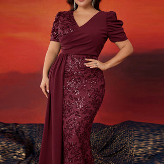 Classic Trendy Short Sleeve Plus Size Mermaid Dresses for Evening Party - Rosymae