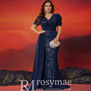Classic Trendy Short Sleeve Plus Size Mermaid Dresses for Evening Party - Rosymae