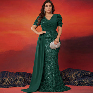 Classic Trendy Short Sleeve Plus Size Mermaid Dresses for Evening Party - Rosymae