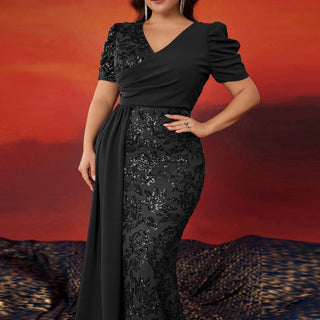 Classic Trendy Short Sleeve Plus Size Mermaid Dresses for Evening Party - Rosymae