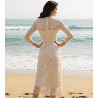 floral midi wedding dress Civil Lace Wedding Dress Ruta Midi 14 US (46 EU) / Off-white