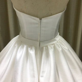 Classic Vintage Ball Gown Satin Low Back Wedding Dress with Vneck - Rosymae