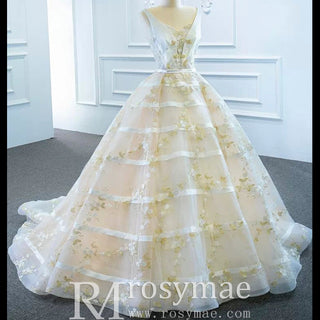 Classic Vneck Ball Gown Wedding Dress with Tank Top - Rosymae