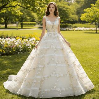 Classic Vneck Ball Gown Wedding Dress with Tank Top - Rosymae