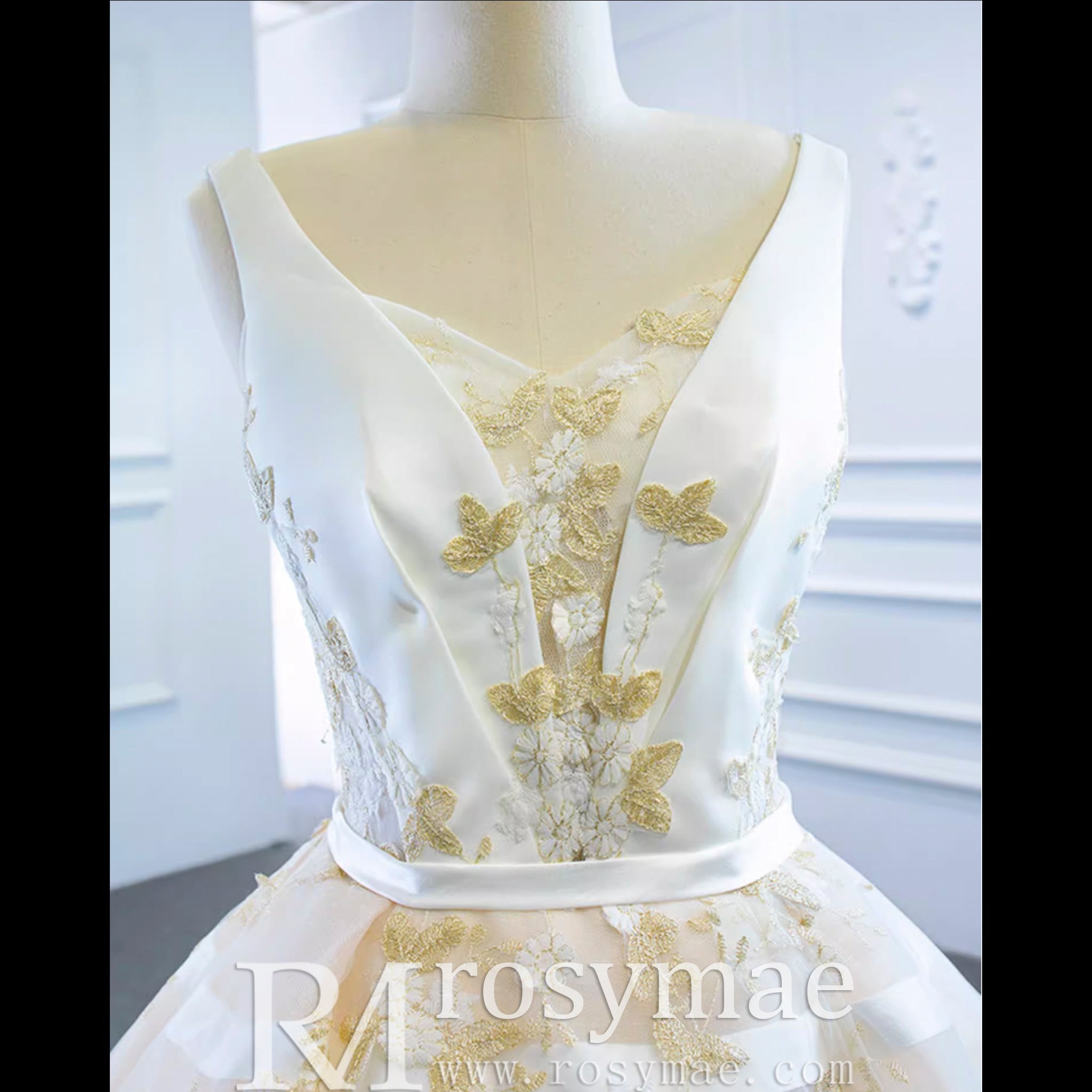 Classic Vneck Ball Gown Wedding Dress with Tank Top - Rosymae