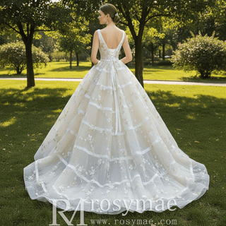 Classic Vneck Ball Gown Wedding Dress with Tank Top - Rosymae