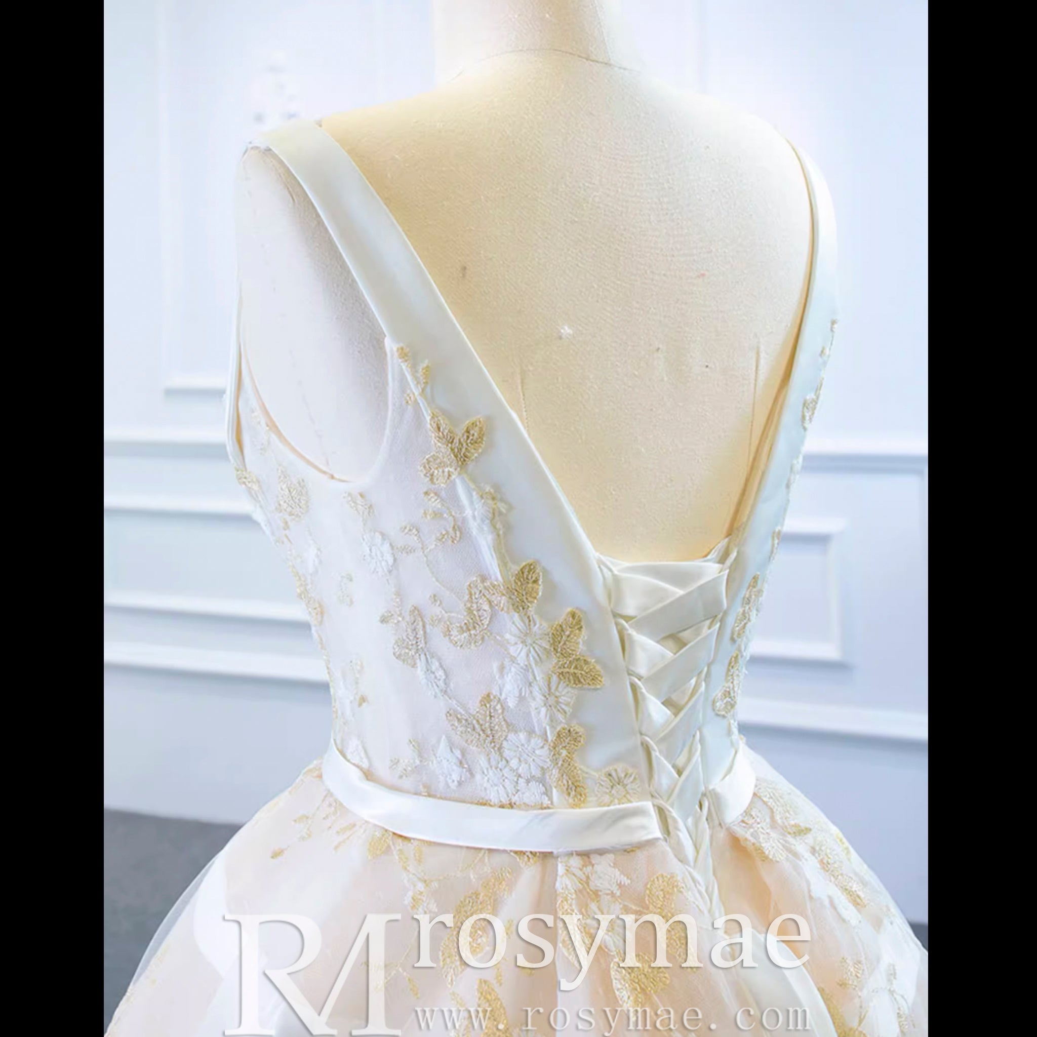 Classic Vneck Ball Gown Wedding Dress with Tank Top - Rosymae