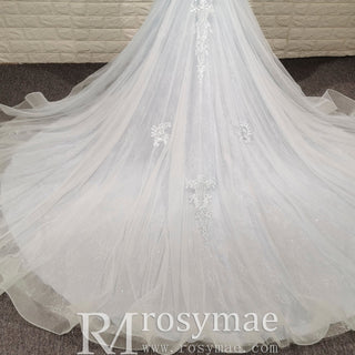 Classy & Elegant Blue Trumpet Wedding Dress with Spaghetti Strap - Rosymae