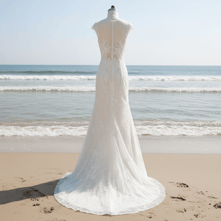 Classy & Elegant Mermaid Wedding Dresses with Capped Sleeve - Rosymae