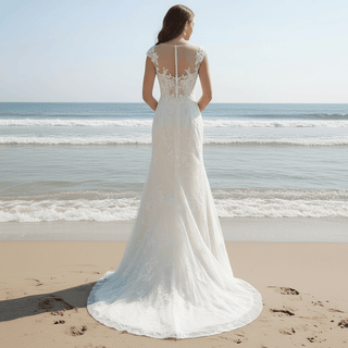 Classy & Elegant Mermaid Wedding Dresses with Capped Sleeve - Rosymae