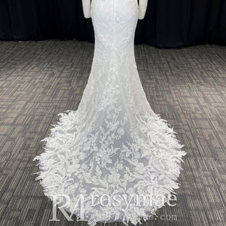 Classy Off-Shoulder Lace Mermaid Wedding Dresses for Brides - Rosymae