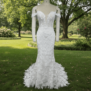 Classy Off-Shoulder Lace Mermaid Wedding Dresses for Brides - Rosymae