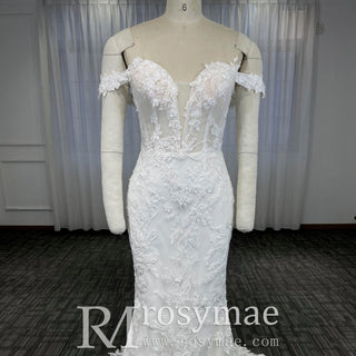 Classy Off-Shoulder Lace Mermaid Wedding Dresses for Brides - Rosymae