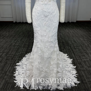 Classy Off-Shoulder Lace Mermaid Wedding Dresses for Brides - Rosymae